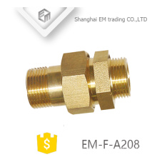 EM-F-A208 NPT male thread brass adapter pipe fitting with haxagon nut